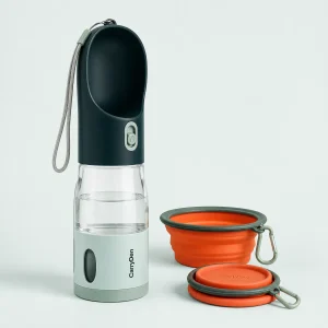 CarryDen TrailSip pet travel bottle and collapsible bowl concept image