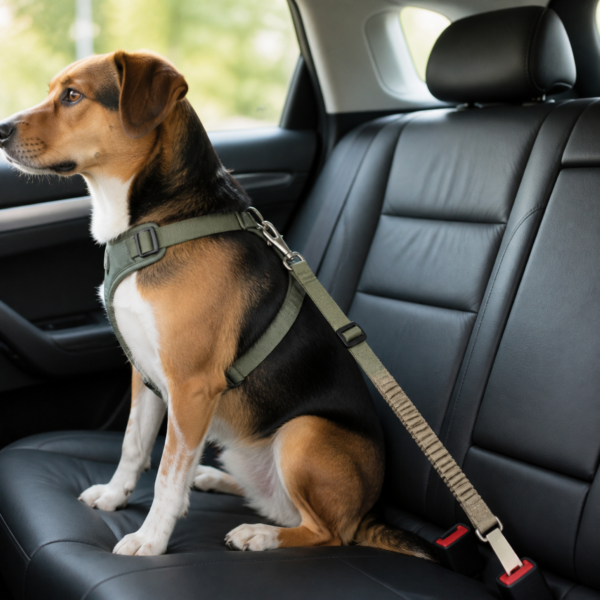 Bungee Dog Car Seat Tether shown in use