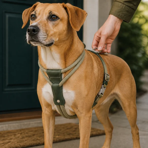 HiDREAM Leather-Rope Dog Harness