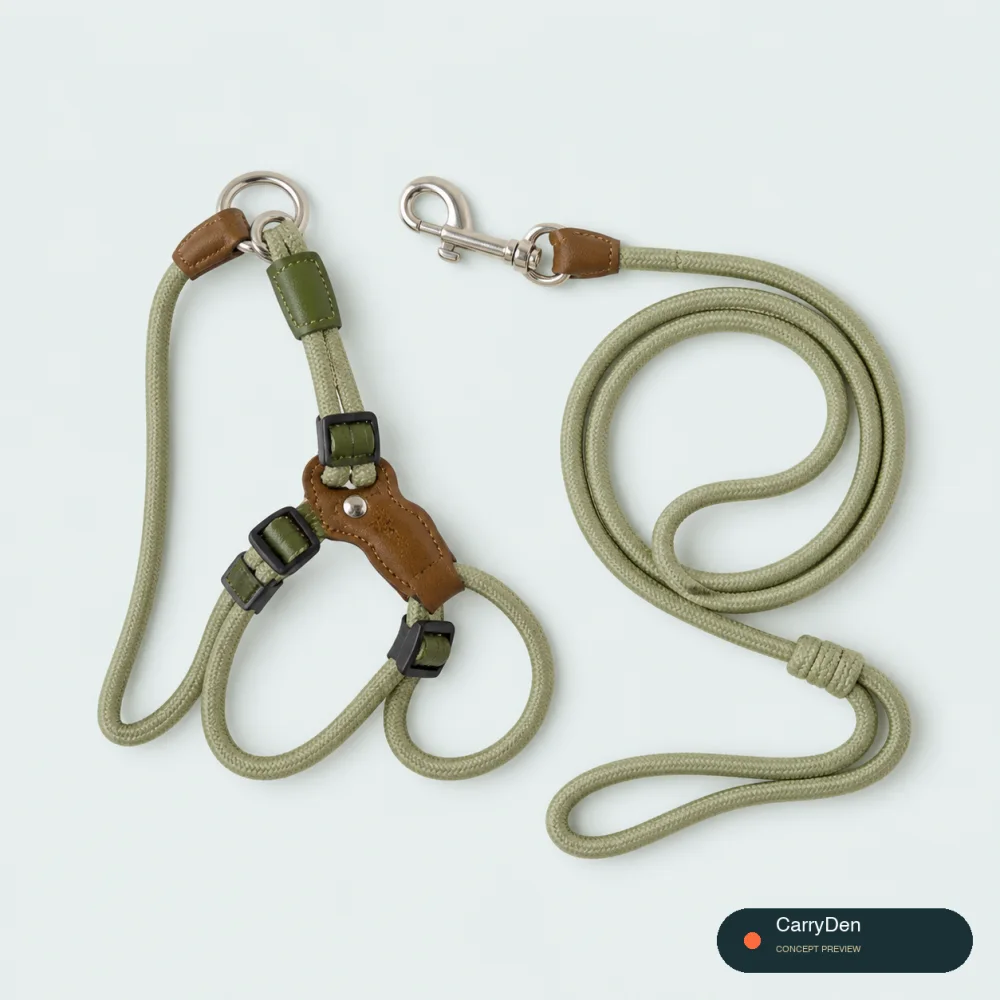 Leather-Rope Cat Harness & Leash